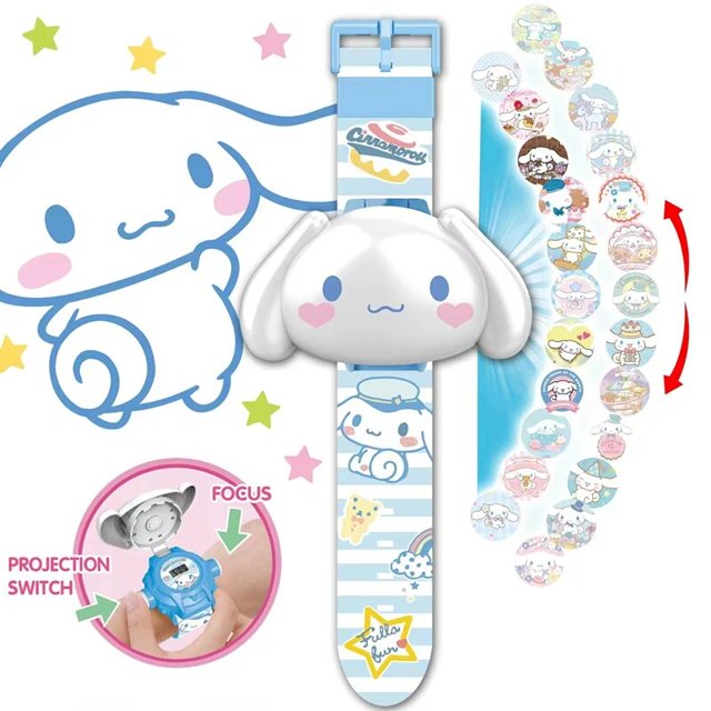 Sanrio-Conjunto de figuras de acción de Hello Kitty, reloj Digital de proyección 3D, Cinnamoroll Kuromi Melody, modelo de Anime, regalo para niños