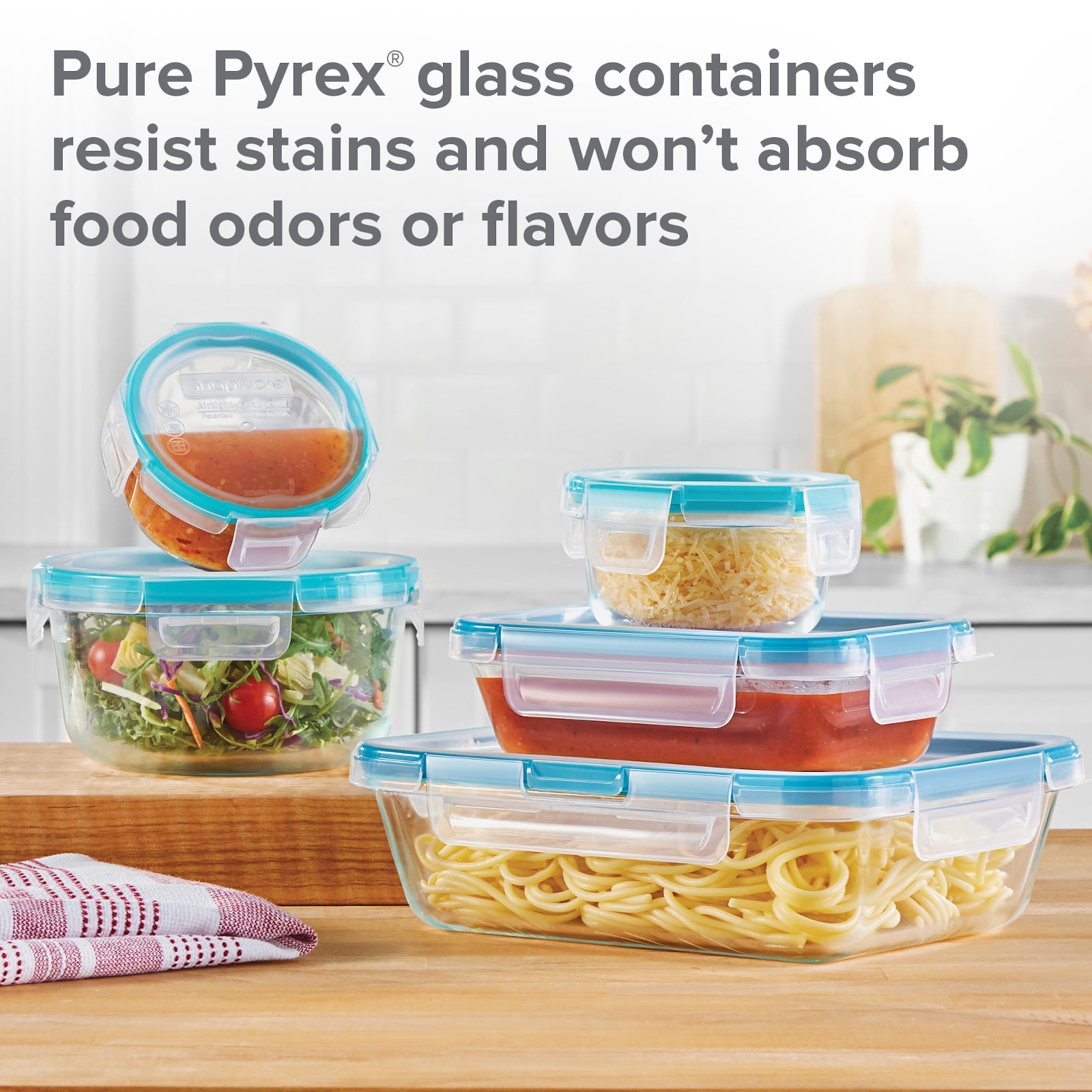  Snapware 4-Piece Total Solution Rectangle Food Storage Set,  Glass: Food Savers: Home & Kitchen