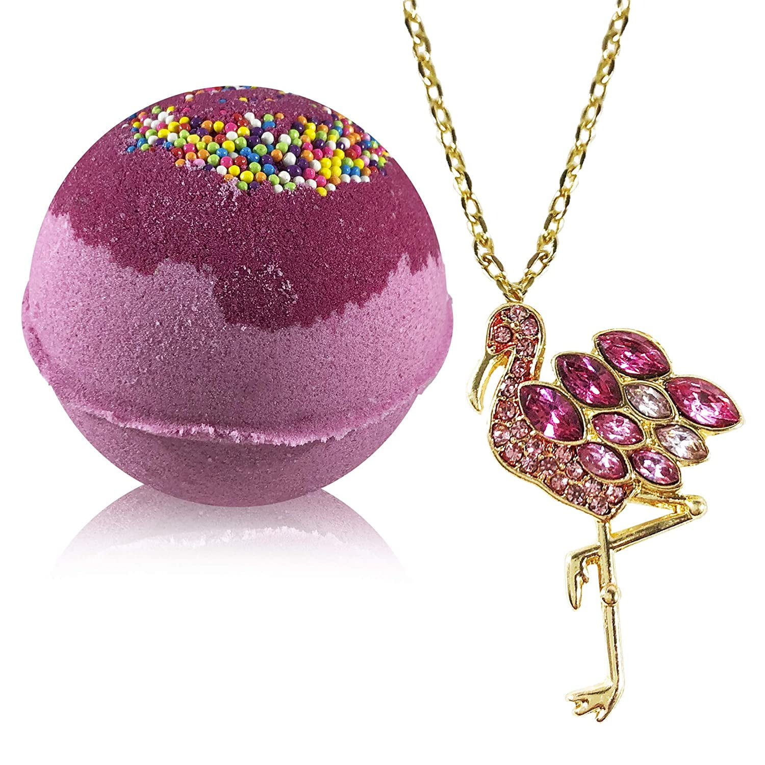 Bath Bombs Jewelry with Necklace Flamingo Inside Fizzy and Bubble