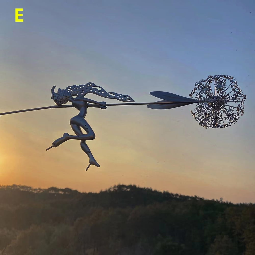 3D Outdoor Metal Craft Dandelion Fairy Plug-In, Garden Lawn Decoration Sculpture, Courtyard Terrace Decoration