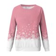 thumbnail image 6 of Women's Christmas Printed Round Neck Sweatshirt, Long Sleeve Casual Pullover Top, Raglan Sleeve Holiday Graphic Fall Winter Clothes,Pink,S, 6 of 7