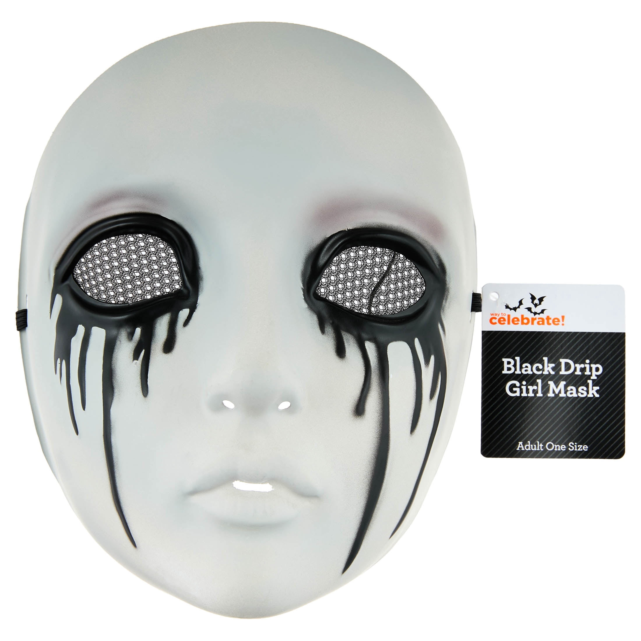 Drip Girl Mask Costume Accessory for Adults, Black and White, Halloween by Way To Celebrate