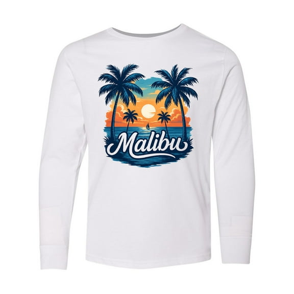 Inktastic Malibu Summer Beach Sunset Long Sleeve Youth T-Shirt