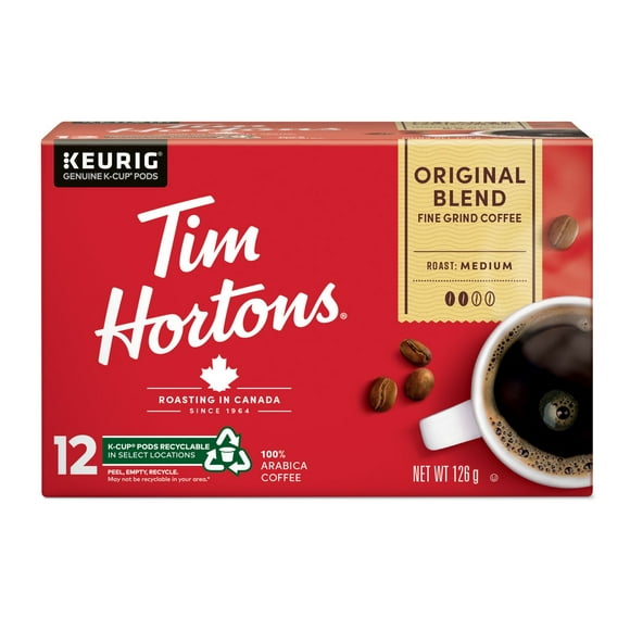 Tim Hortons Original Blend Medium Roast Coffee, Keurig K-Cup 12ct Pods
