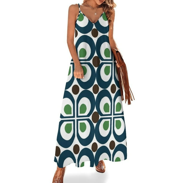 Vestido sin mangas con estampado retro de los años 60 vestidos de verano mujer vestido vintage
