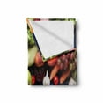 thumbnail image 2 of Harvest Soft Flannel Fleece Throw Blanket, Fresh Organic Fruits and Vegetables on Blue Wooden Table Natural Vegan Options, Cozy Plush for Indoor and Outdoor Use, 50" x 70", Multicolor, by Ambesonne, 2 of 6