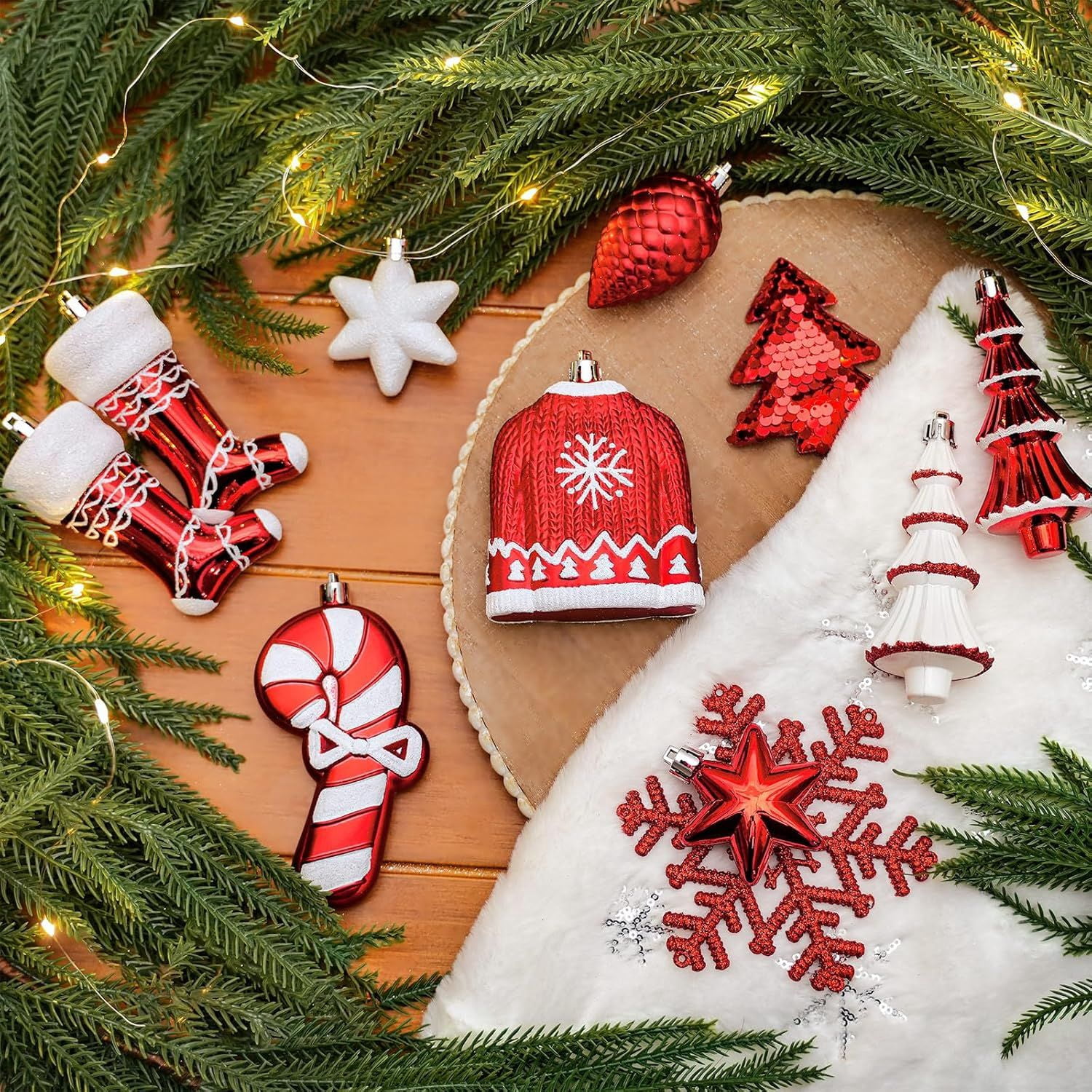 85ct Christmas Balls Ornaments Set, Colorful Shatterproof Plastic Christmas Tree Ornaments, Xmas Decorative Baubles for Christmas Tree Decorations with Hanging Strings
