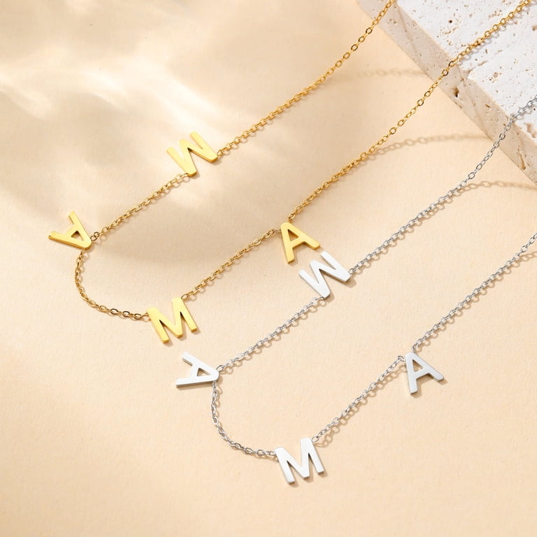 Kyazeo 18K Gold Plated Letter Mama Pendant Necklaces Stainless