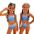 thumbnail image 3 of CCRFTGI Swimsuits for Child Girls Size 6-7 Two Piece Sets Swim Vacation Bathing Suits Beach Holiday Fruit Print Girls Bikini Cute Summer Girls Fashion Swimsuits Swimwear Blue 1-2 Years, 3 of 9