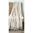 thumbnail image 2 of Beige and Taupe Woven Handloom Throw Blanket with Tassels, 2 of 5