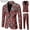 Red, variant on Tuxedo Suits for Men 3 Piece Regular Fit Suit Christmas Tree Print Blazer Jacket Pants Vests Men Suit Set for Christmas