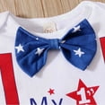 thumbnail image 6 of Linfrsh Toddler Boy Clothes 18-24 Months Cute 4th of July Baby Boy Outfit Short Sleeve Letter Romper Striped Star Pants Hat Set Infant Summer Clothes Newborn,Red, 6 of 7