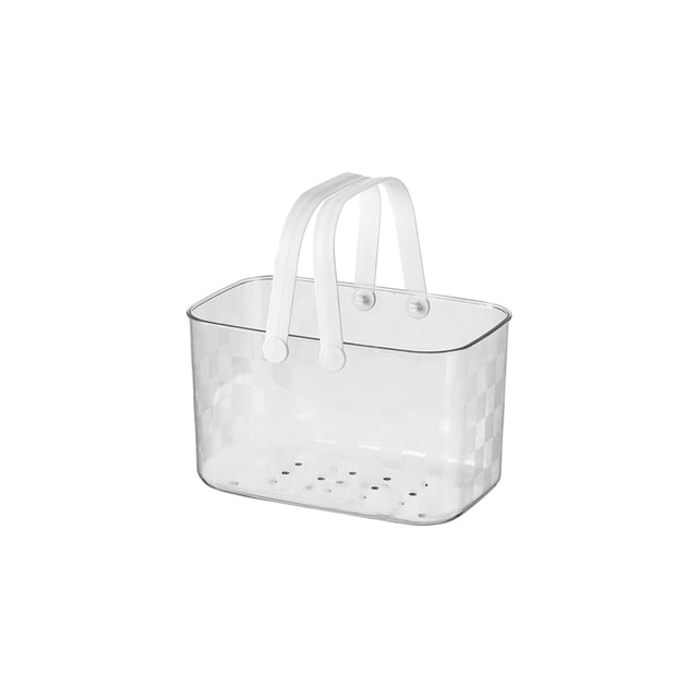 Transparent Rectangular Shower Caddy with Drain Holes - Bathroom Storage Basket for Toiletries, Travel, Dorm Organization