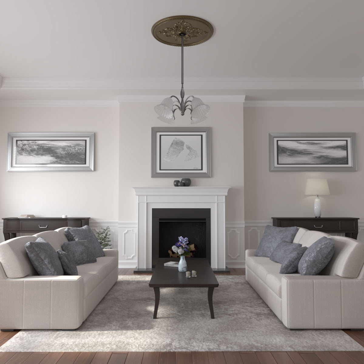 40 5/8"OD x 1 3/4"P Milton Ceiling Medallion (Fits Canopies up to 7 7/8"), Hand-Painted Brass
