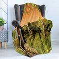 thumbnail image 4 of Winery Soft Flannel Fleece Blanket, Bottle and Glass of Wine and Vineyards of Sunset Countryside Romantic Evening View, Cozy Plush for Indoor and Outdoor Use, 60" x 80", Green Orange, by Ambesonne, 4 of 5