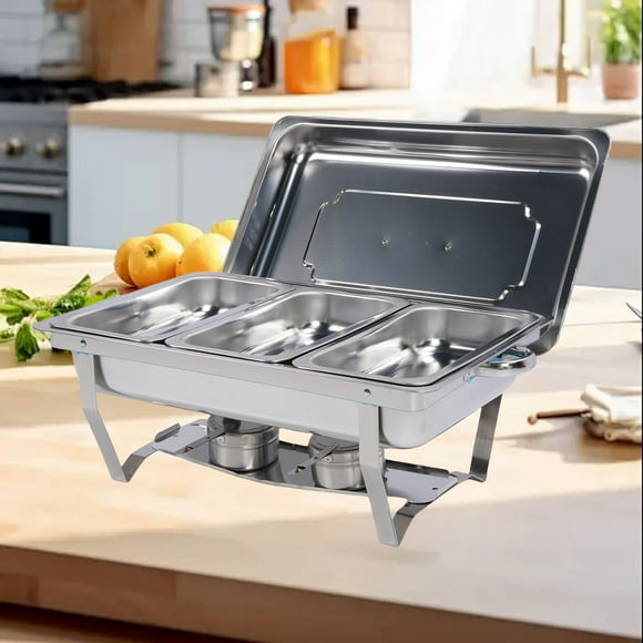 Chafing Dishes Buffet Set, Foldable Heat Preservation Food Warmers, Stainless Steel Buffet Chafing Dish Set, Multifunctional Buffet Warmer for Gathering, Outdoor, Wedding,
