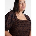 thumbnail image 4 of Terra and Sky Women’s Plus Smocked Blouse with Elbow Length Sleeves, Sizes 0X-4X, 4 of 5