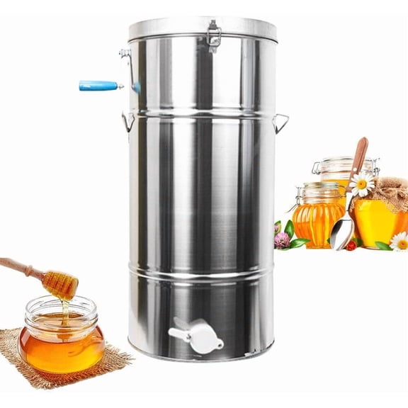 Honey Extractor Separator, 2-Frame Stainless Steel Honey Extractor Manual Honey Extractor Honey Drum Spinner, Beekeeping Extraction Apiary Centrifuge Equipment