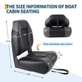 thumbnail image 6 of Soonbuy 2 Pack Folding Boat Seats, High Back Fishing Boat Seat, Comfortable Boat Chairs with Thick Sponge Padding and Hinge for Sightseeing Boat, Speedboat, 6 of 7