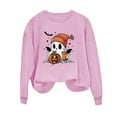 thumbnail image 5 of LYEAA Halloween Womens Crewneck Sweatshirt Long Sleeve Regular Ribbed Cuff Casual Wear Ghost Holiday Clothes Pink L, 5 of 5