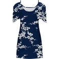 thumbnail image 4 of Women's Casual Tennis Dress Summer Women Crew Neck Cold Shoulder Floral Printed Straps Swing Dress Beach Cover Up Blue M, 4 of 4