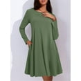 thumbnail image 5 of Fancyglim Tee Shirt Dresses for Women Crew Neck Casual Long Sleeve Dress Green 2XL, 5 of 9