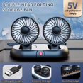 thumbnail image 2 of Car Cooling Fan,Adjustable Two/Three Head Fan Rotatable Portable Fans Low Noise Strong Circulator Cooling Fans that Blow Cold Air (Two Heads,White_5V), 2 of 7