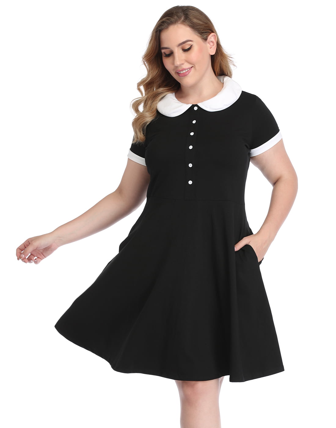 black fitted dress plus size