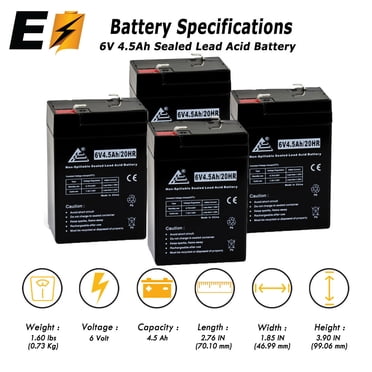 ExpertPower 6V 4.5Ah SLA Battery 4-Pack For Emergency Exit Lighting