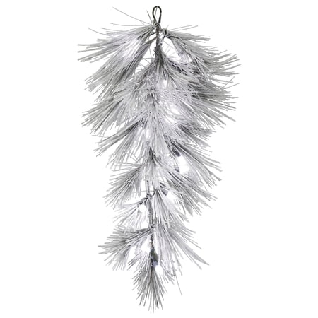 Vickerman 32 Flocked Alder Long Needle Pine Artificial Christmas Teardrop Warm White C7 LED Lights