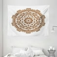 thumbnail image 1 of Brown Mandala Tapestry, Kaleidoscope Inspired Round Form Mandala with Circles and Flowers, Wall Hanging for Bedroom Living Room Dorm Decor, 80W X 60L Inches, Chocolate and White, by Ambesonne, 1 of 2