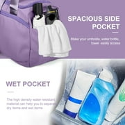 Gynky Travel Duffle Bag Gym Bags with Shoe Compartment Wet Pocket Waterproof for Weekender Overnight Gym Sports Traveling Swimming Yoga Workout, Violet