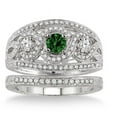 thumbnail image 2 of 2 Carat Emerald & Diamond Trilogy set Ring on 10k White Gold, 2 of 2