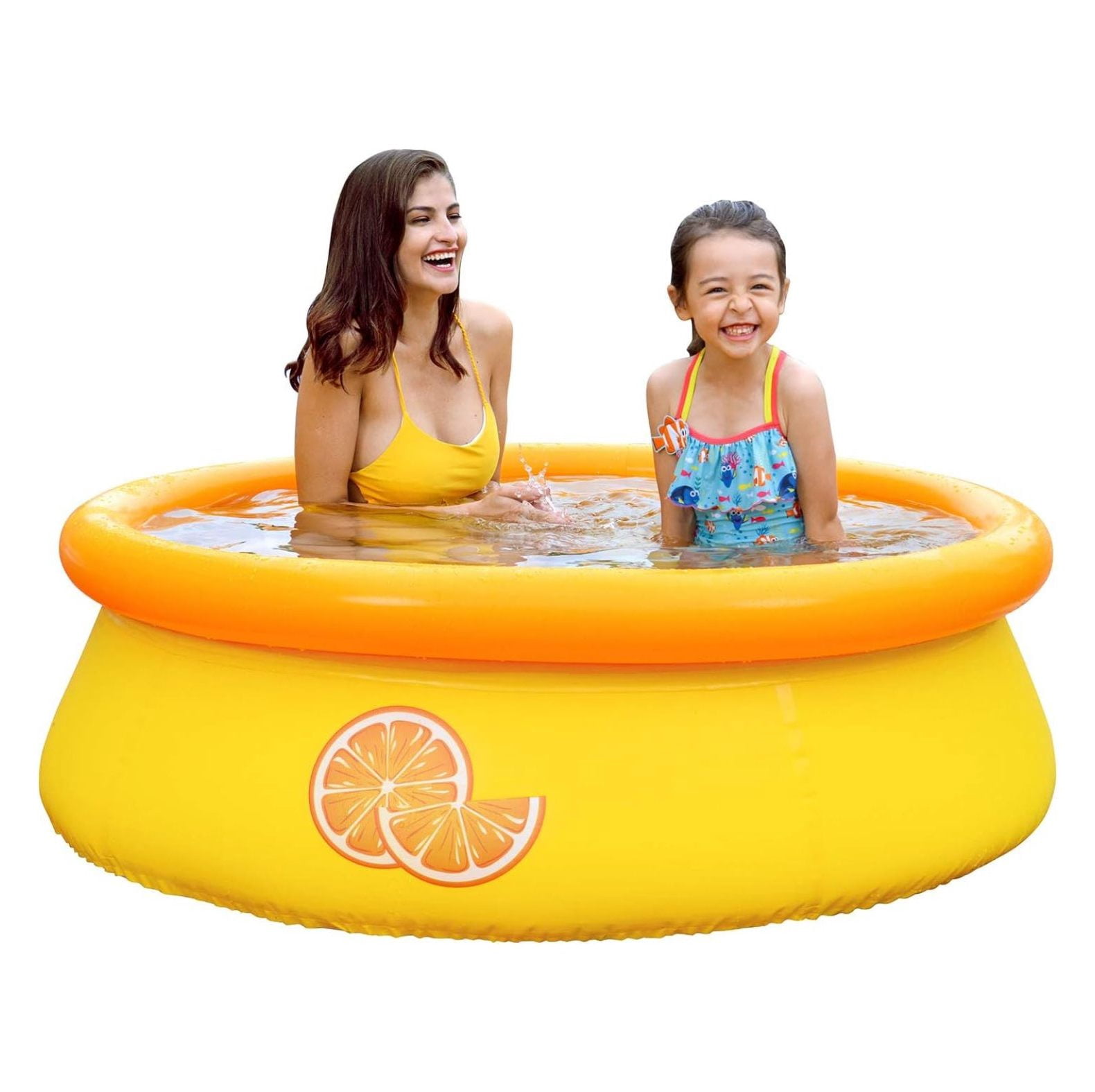 YfulYde Sun Club 17789 5 Foot x 16.5 Inch 1 to 2 Person Capacity Orange 3D Kids above Ground Inflatable Outdoor Backyard Kiddie Swimming Pool, 2 Pack