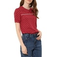 thumbnail image 4 of INSPIRE CHIC Women's Heart Shirt Sweet Peter Pan Collar Puff Short Sleeve Blouse Tops XS Red, 4 of 6
