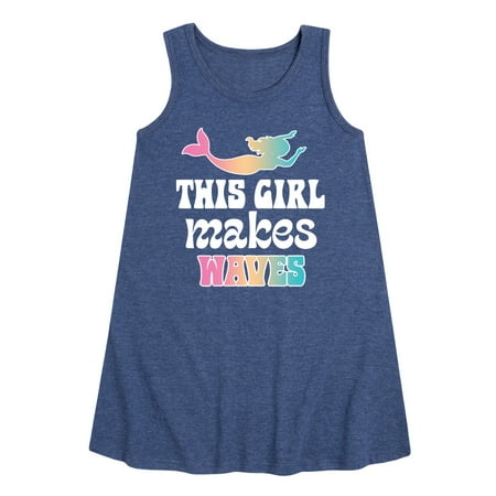 

Instant Message - This Girl Makes Waves Mermaid - Toddler & Youth Girls A-line Dress