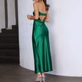 thumbnail image 4 of Summer Satin Strapless Dress Backless Bodycon Wedding Party Maxi Dresses Green S, 4 of 7