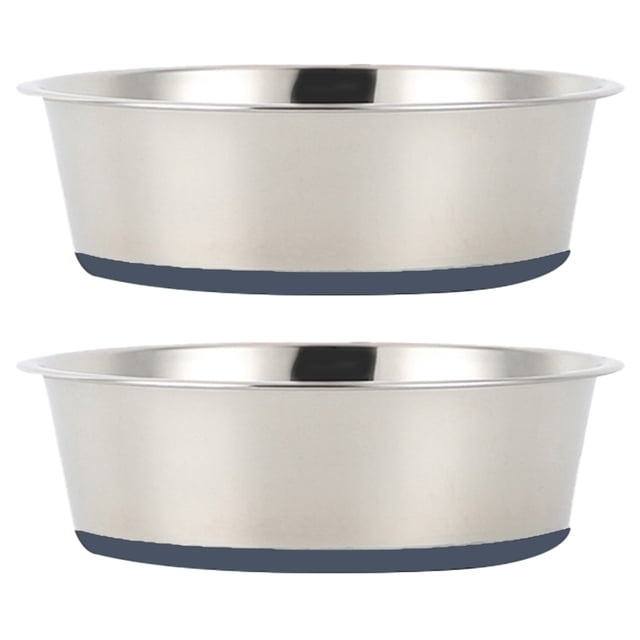 Cuencos para perros de acero inoxidable (paquete de 2) | Parte inferior de goma antideslizante y diseño sin derrames. Para mascotas pequeñas.