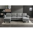 thumbnail image 2 of U-shaped Sectional Sofa, 108.6inch Modular Sectional Couches with Chaise and Ottoman, Modern Linen Fabric Convertible Sofa with Soft Padded Seat for Living Room, Light Gray, 2 of 7