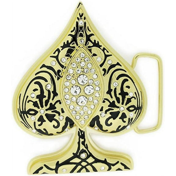 HIP HOP BLING ICED OUT Gold Tone Ace's of Spades BELT BUCKLE