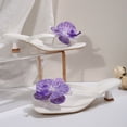 thumbnail image 5 of Square Open Toe Flip Flops for Women Kitten Heel Thong Sandals with Elegant Butterfly Decor Party Dress Shoes Slides White Size 6.5, 5 of 8