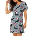 thumbnail image 2 of Rateoe Christmas Hat Dachshund Print Women’s Nightdress – Cozy Cotton Short-sleeved Sleep Shirt, Loose-Fit Sleepwear, Perfect for Relaxing and Sleeping, 2 of 6