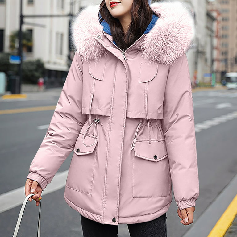 Fur Jackets for Women Womens Winter Thicken Puffer Coat Jacket Warm Faux  Fur Lined Down Jackets Parka Hooded Windproof Coats with Pockets Tan Jacket
