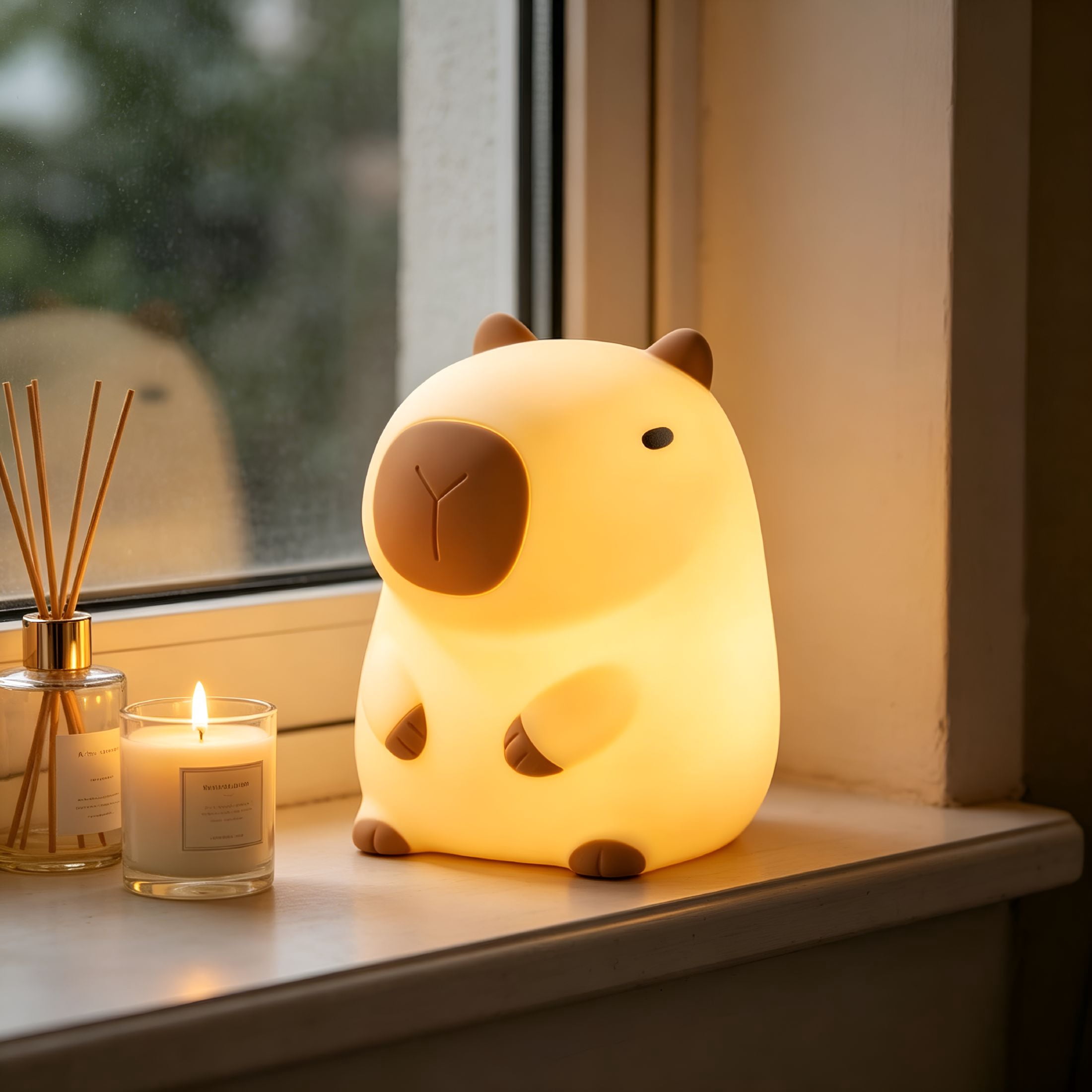 HIBIBUD Fox Night Light,Led Soft and Fluffy Novelty Animal Lamp,Food Grade Silicone,2 Level Dimmable,Nursery Nightlight for Desk Decor,Funny Gifts Stuff for Boys Girls Baby
