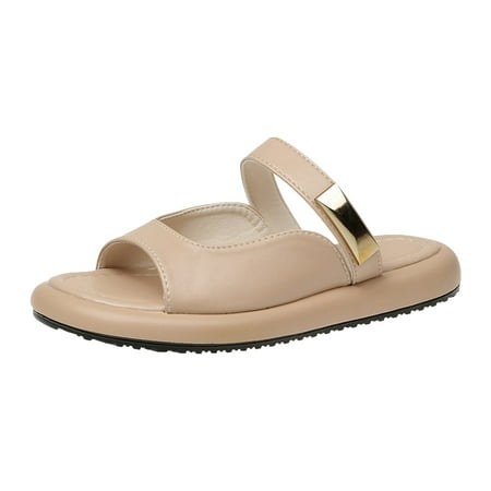 

Daznico Sandals Women French Style Flat Bottomed Half Sandals for Wearing On The Outside Summer Thick Soled Sandals Orthopedic Sandals for Women Summer Sandals for Women 2024(Color:Khaki Size:US 8)