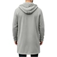 thumbnail image 5 of Men Winter Cardigan Jacket Hooded Button Mid Long Down No Zip Casual Long Sweatshirt Outerwear with Pockets Ribbed Cuffs, 5 of 7