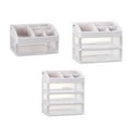thumbnail image 1 of PP Transparent Drawer Storage Organizer - Multi-Layer (1/2/3 Tiers Optional) Desktop Cosmetic Holder with Dustproof Design, Patchwork Pattern, Space-Saving Makeup Organizer for Desk (Size Options:, 1 of 7