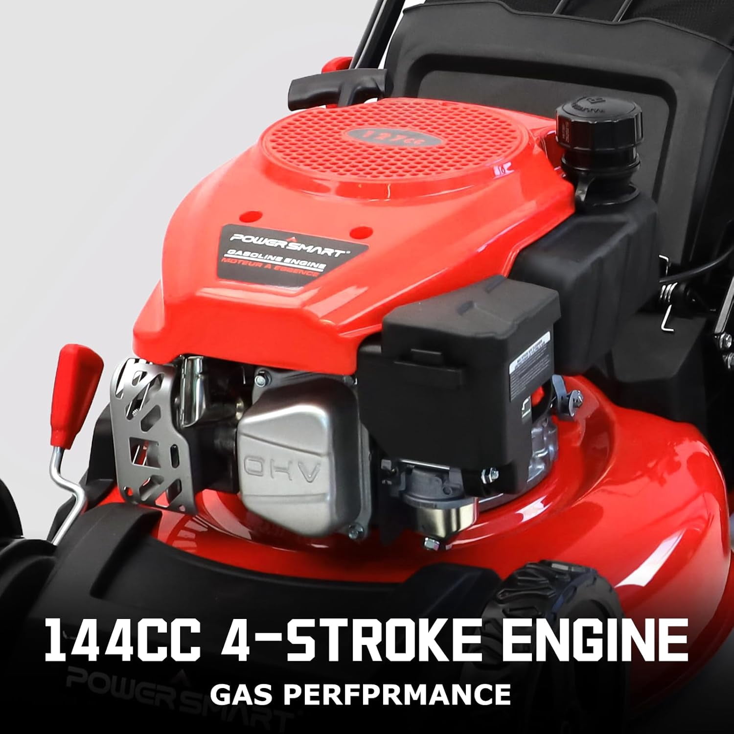 PowerSmart 18" 144CC Gas-Powered 3-in-1 Walk Behind Lawn Mower – Easy Start, Foldable, Ideal for Yards Up to 1/4 Acre