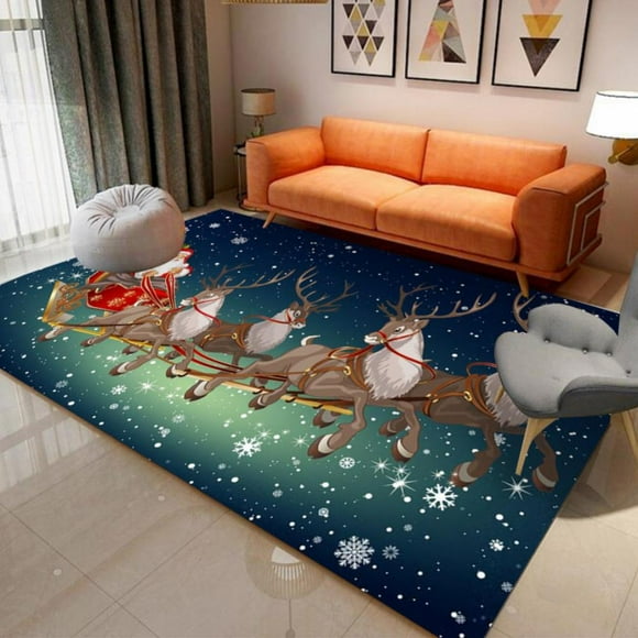 GOODLY Merry Christmas Non-Skid Area Rugs for Living Room/Bedroom/Kitchen/Bathroom, Santa Holiday Welcome Anti-slip Doormat Floor Mats for Home Decoration