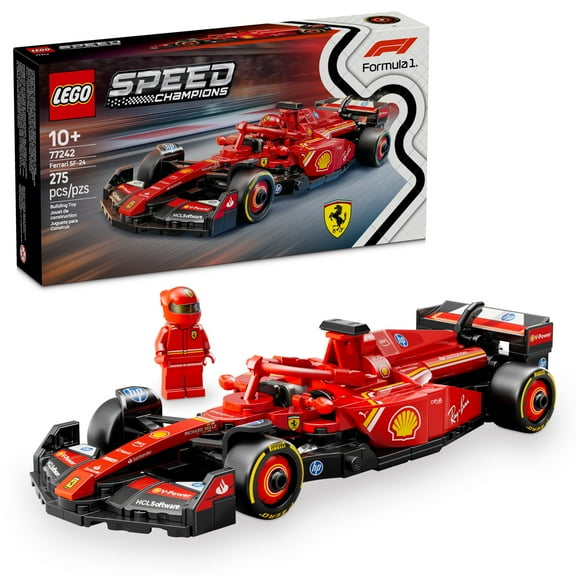 LEGO Speed Champions Ferrari SF-24 F1 Race Car Toy - Building Set for Kids, Boys & Girls, Ages 10+ - Ferrari F1 Model Car Kit for Display or Play - Easter Basket Stuffers - 77242, LEGO Ferrari SF-24 F1® 77242